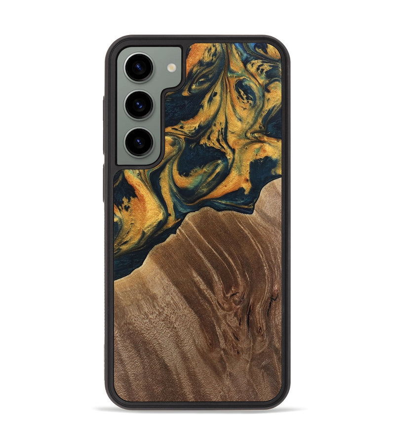 Galaxy S23 Plus Wood Phone Case - Emely (Teal & Gold, 741365)