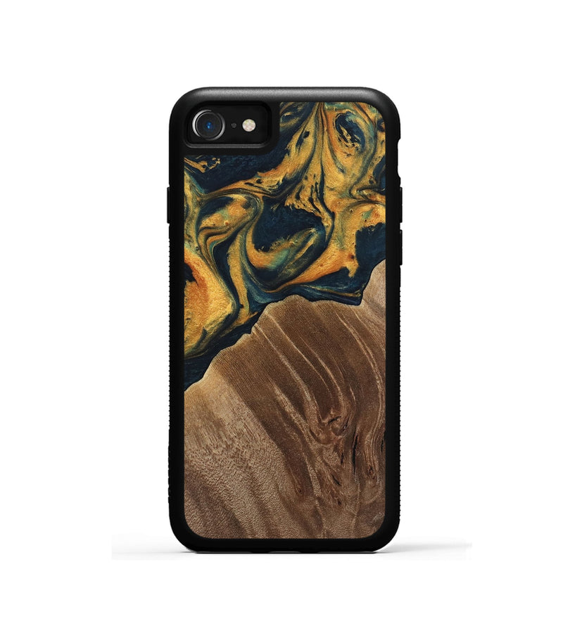 iPhone SE Wood Phone Case - Emely (Teal & Gold, 741365)