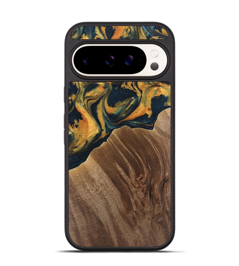 Pixel 9 Pro Wood Phone Case - Emely (Teal & Gold, 741365)