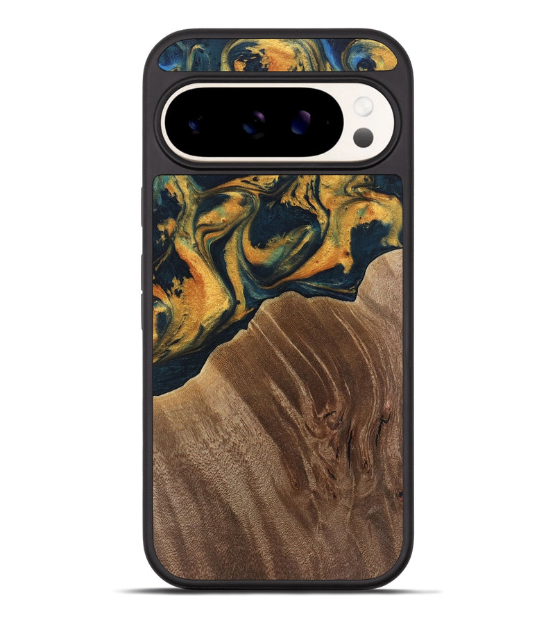 Pixel 9 Pro XL Wood Phone Case - Emely (Teal & Gold, 741365)