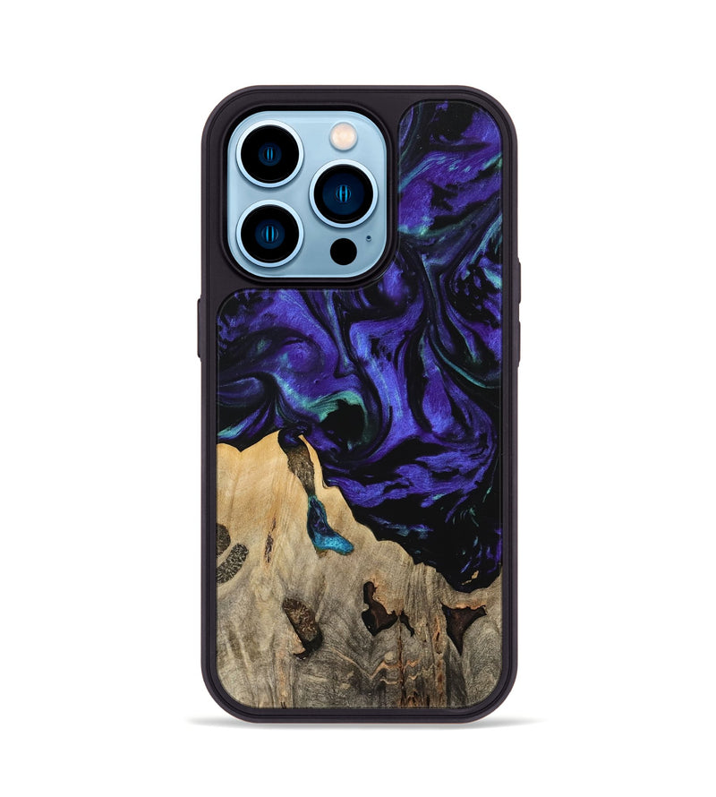 iPhone 14 Pro Wood Phone Case - Daffi (Purple, 741373)