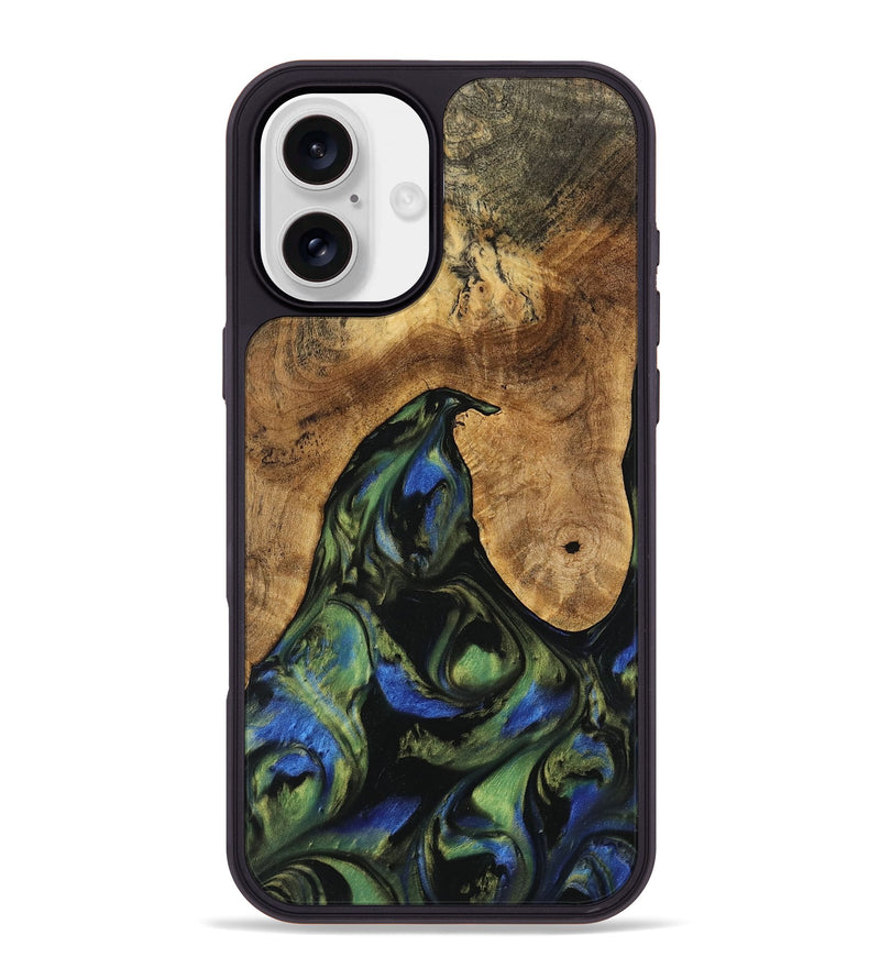 iPhone 16 Plus Wood Phone Case - Cinthia (Green, 741381)