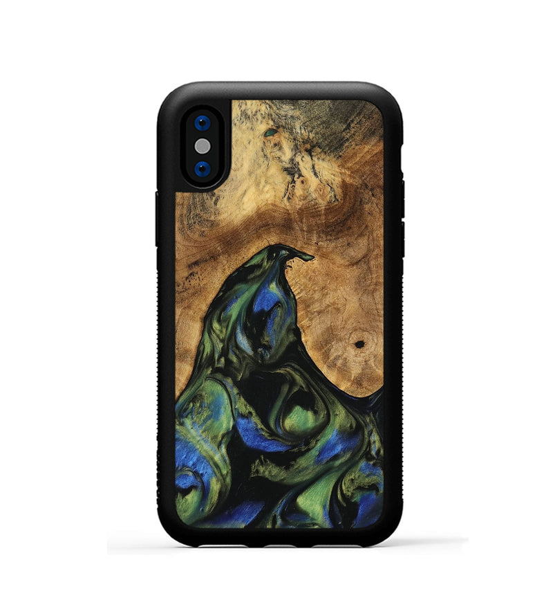 iPhone Xs Wood Phone Case - Cinthia (Green, 741381)