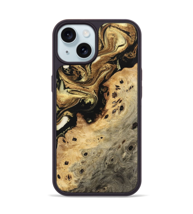 iPhone 15 Wood Phone Case - Shuhi (Black & White, 741406)