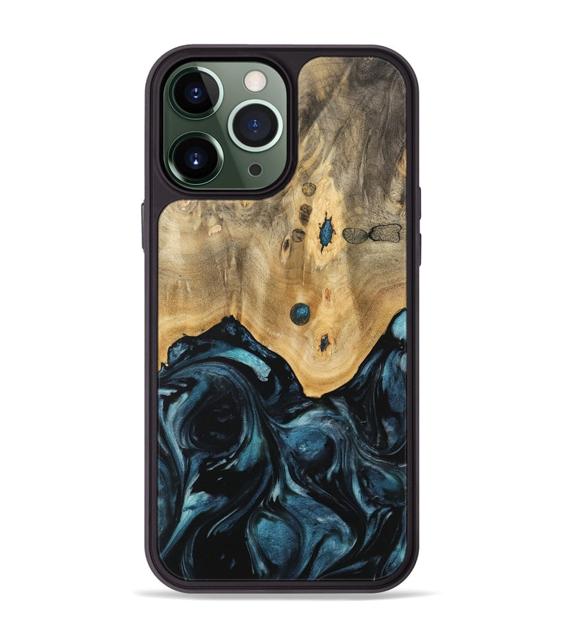 iPhone 13 Pro Max Wood Phone Case - Ruchel (Blue, 741411)