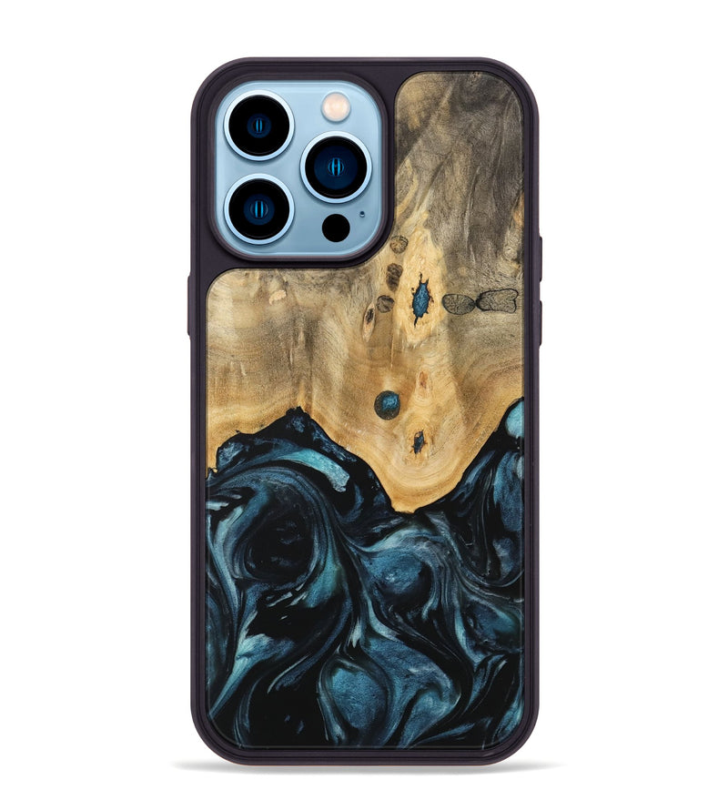 iPhone 14 Pro Max Wood Phone Case - Ruchel (Blue, 741411)