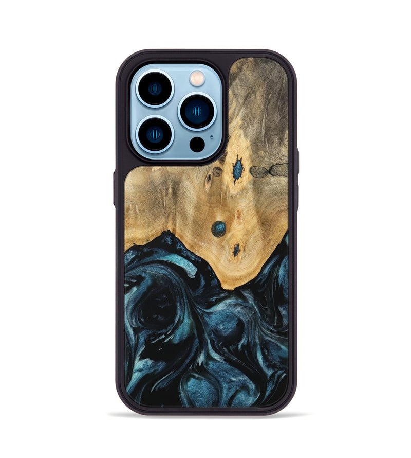 iPhone 14 Pro Wood Phone Case - Ruchel (Blue, 741411)