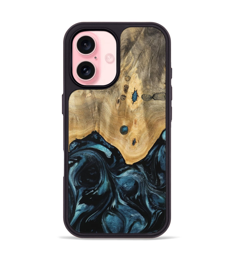 iPhone 16 Wood Phone Case - Ruchel (Blue, 741411)