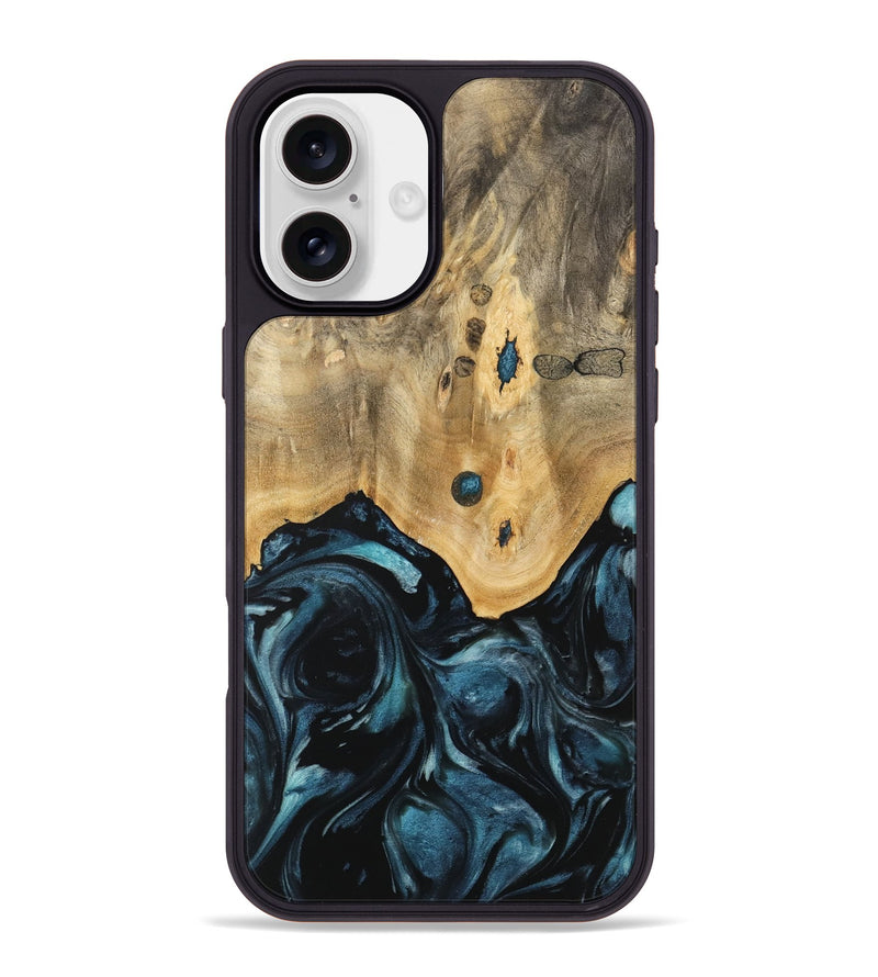 iPhone 16 Plus Wood Phone Case - Ruchel (Blue, 741411)