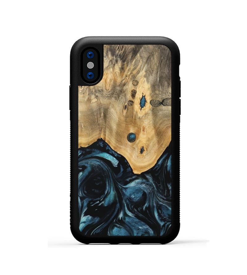 iPhone Xs Wood Phone Case - Ruchel (Blue, 741411)