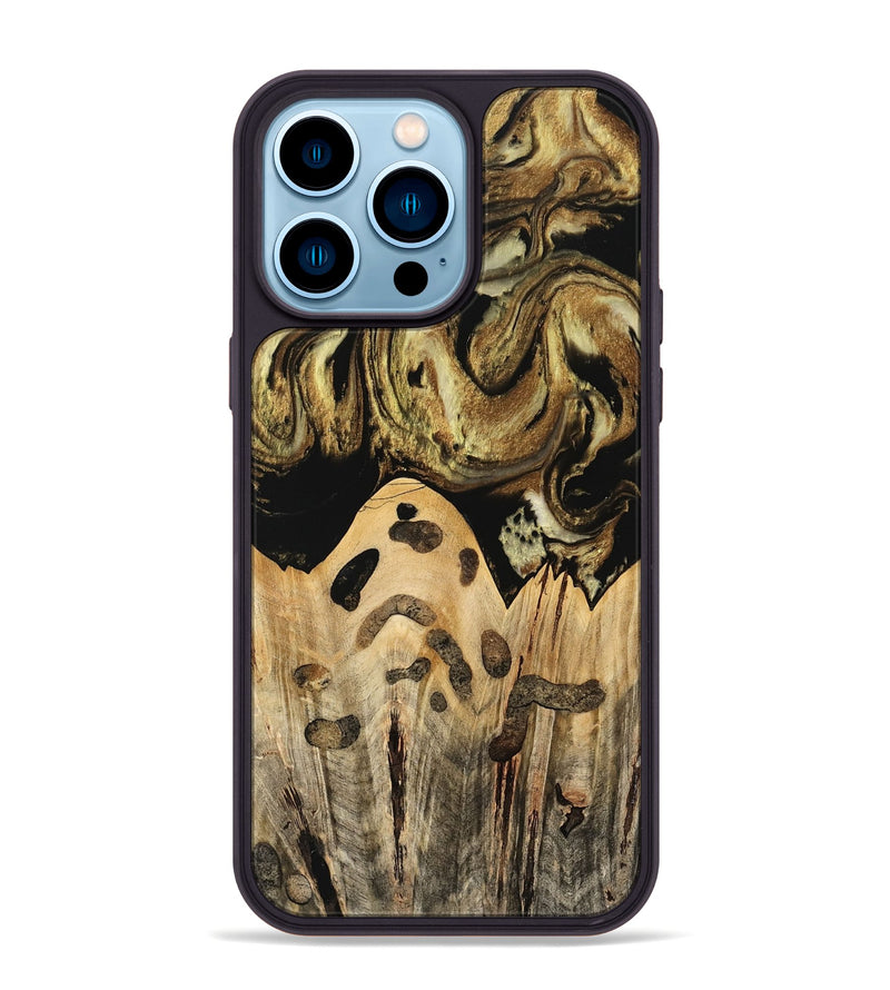 iPhone 14 Pro Max Wood Phone Case - Kamal (Black & White, 741417)