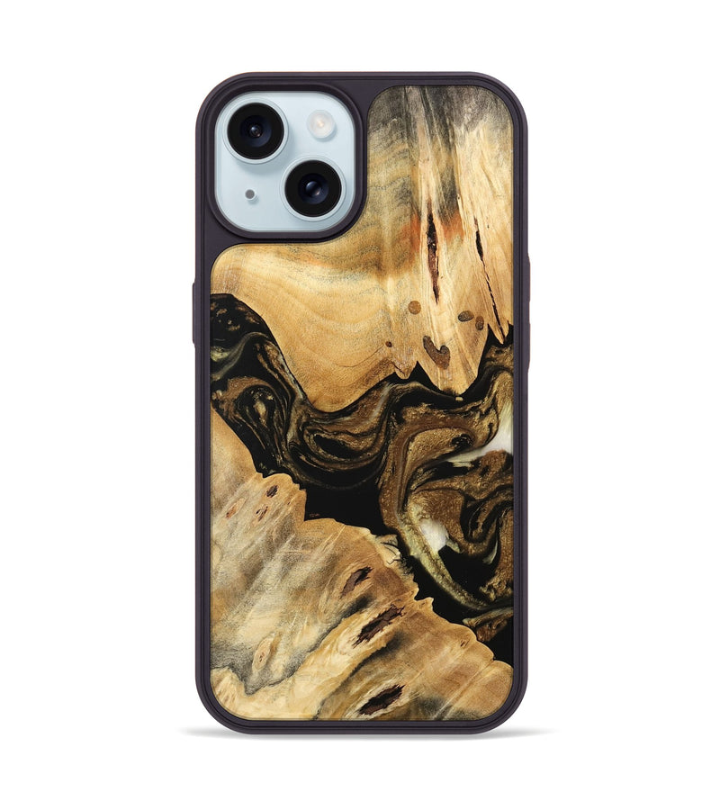 iPhone 15 Wood Phone Case - Kaylin (Black & White, 741418)