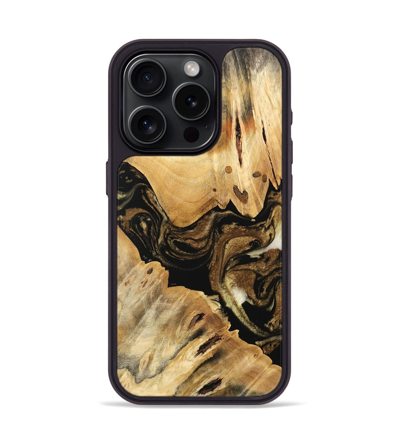 iPhone 15 Pro Wood Phone Case - Kaylin (Black & White, 741418)