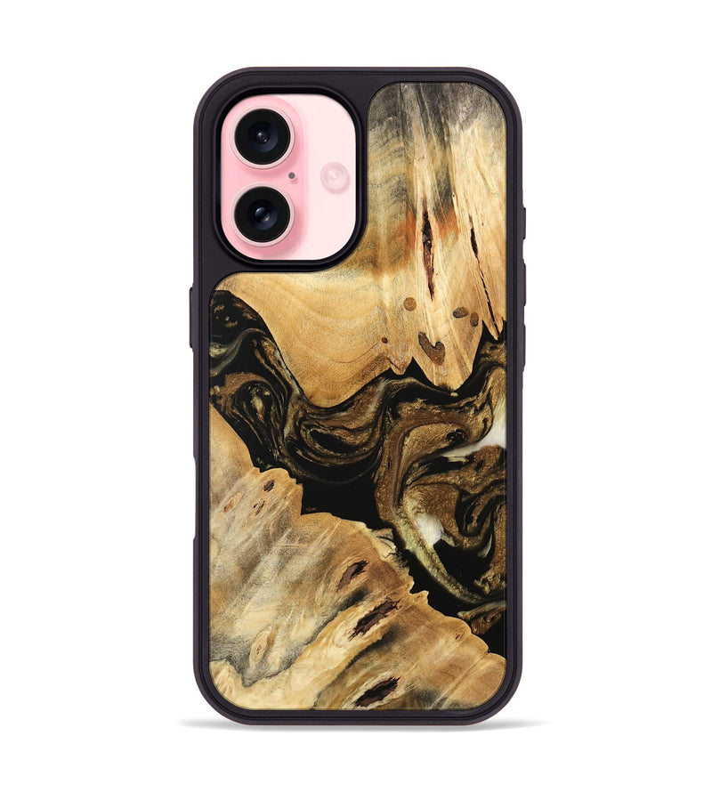 iPhone 16 Wood Phone Case - Kaylin (Black & White, 741418)