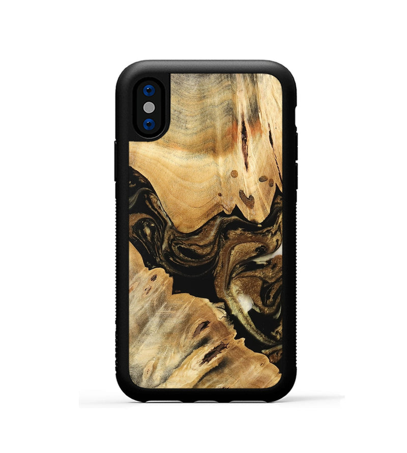 iPhone Xs Wood Phone Case - Kaylin (Black & White, 741418)