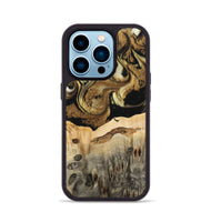 iPhone 14 Pro Wood Phone Case - Collen (Black & White, 741420)