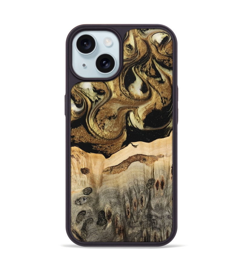 iPhone 15 Wood Phone Case - Collen (Black & White, 741420)