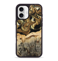 iPhone 16 Plus Wood Phone Case - Collen (Black & White, 741420)