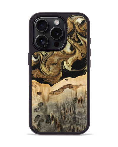 iPhone 16 Pro Wood Phone Case - Collen (Black & White, 741420)