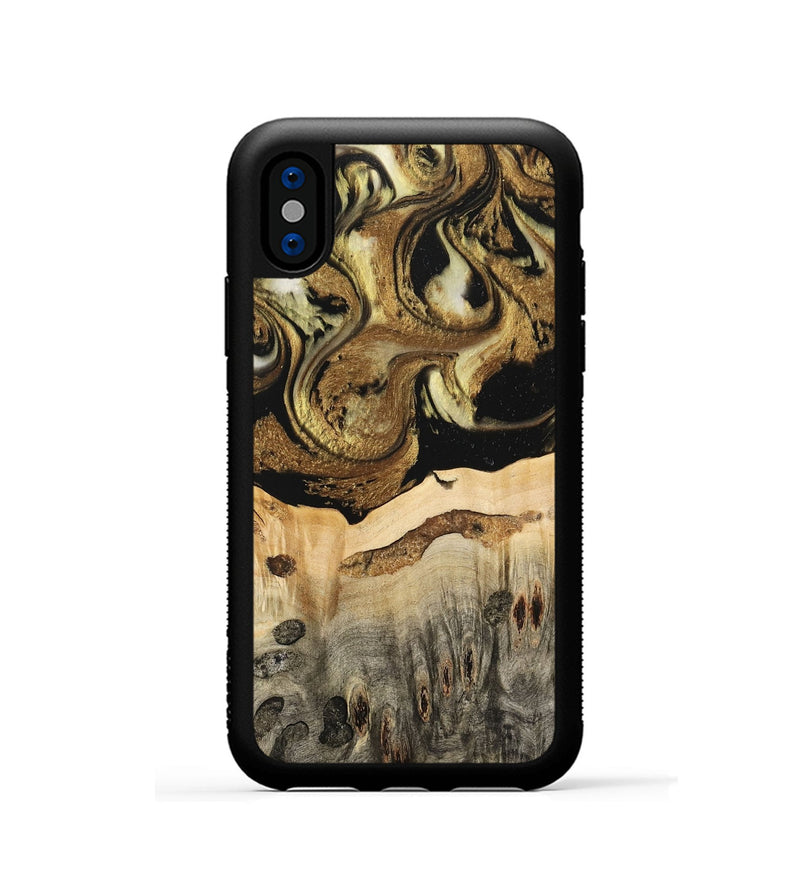 iPhone Xs Wood Phone Case - Collen (Black & White, 741420)