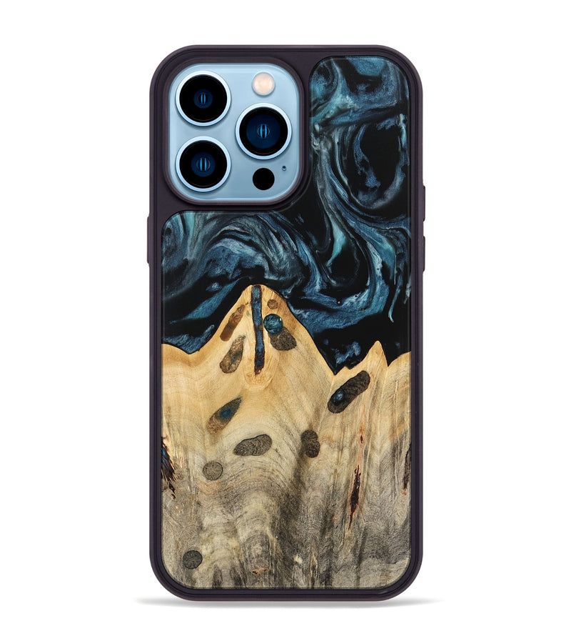 iPhone 14 Pro Max Wood Phone Case - Lona (Blue, 741425)