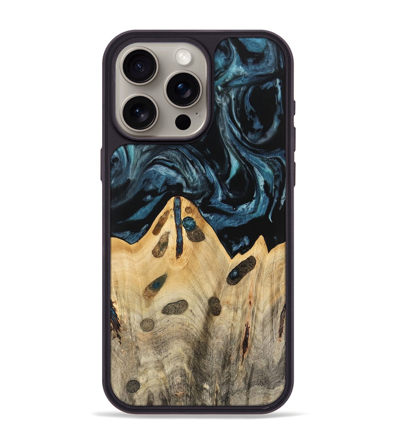 iPhone 15 Pro Max Wood Phone Case - Lona (Blue, 741425)