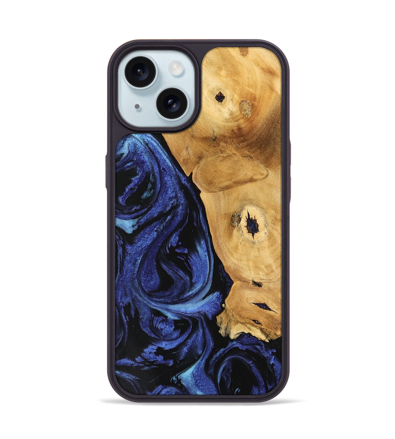 iPhone 15 Wood Phone Case - Amma (Blue, 741435)