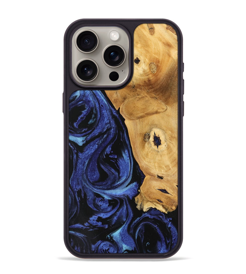 iPhone 15 Pro Max Wood Phone Case - Amma (Blue, 741435)