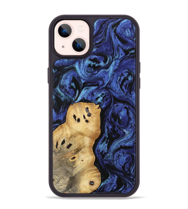 iPhone 14 Plus Wood Phone Case - Aisha (Blue, 741437)