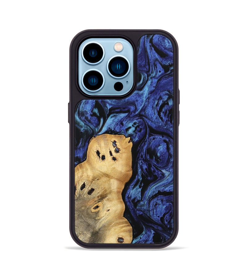 iPhone 14 Pro Wood Phone Case - Aisha (Blue, 741437)