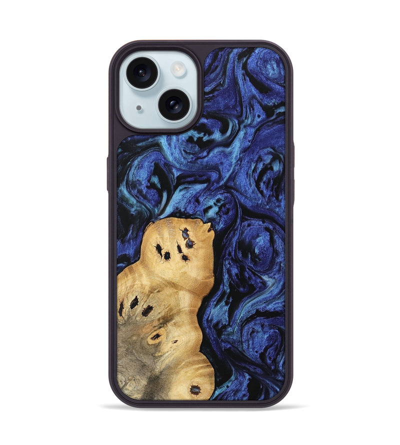 iPhone 15 Wood Phone Case - Aisha (Blue, 741437)