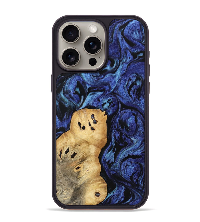 iPhone 15 Pro Max Wood Phone Case - Aisha (Blue, 741437)