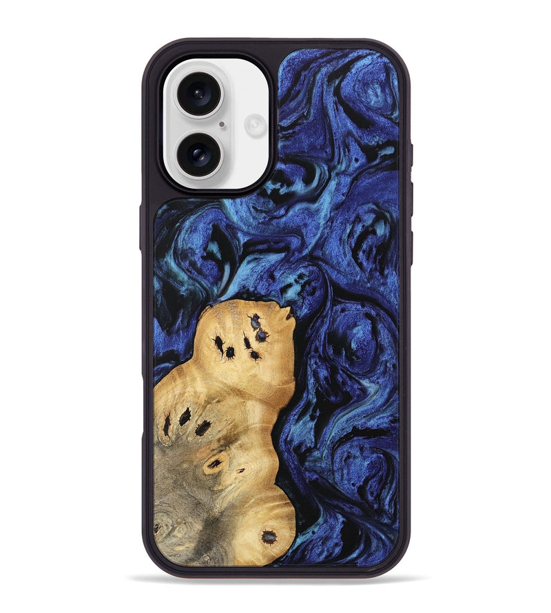 iPhone 16 Plus Wood Phone Case - Aisha (Blue, 741437)