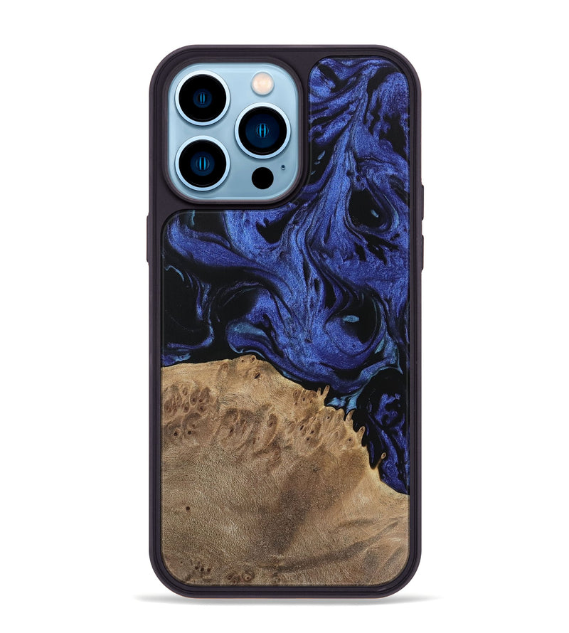 iPhone 14 Pro Max Wood Phone Case - Sonya (Blue, 741438)