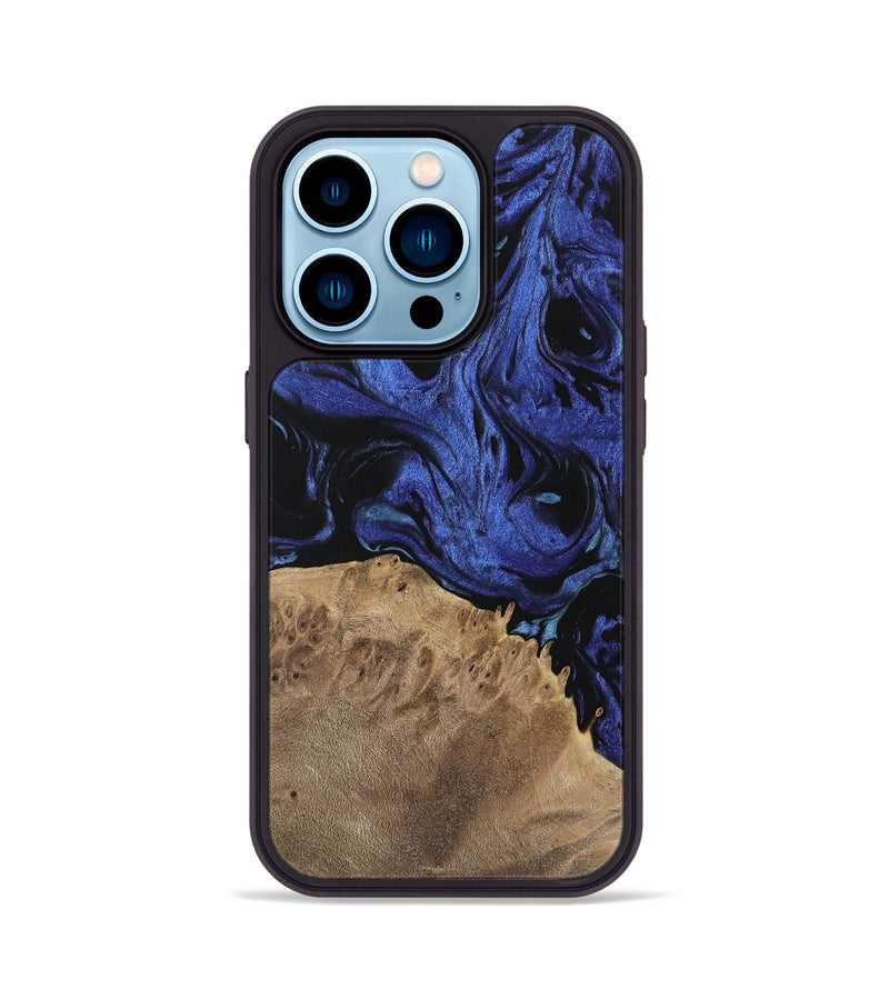 iPhone 14 Pro Wood Phone Case - Sonya (Blue, 741438)