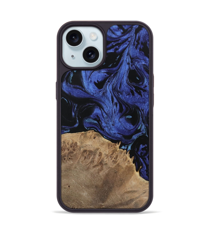 iPhone 15 Wood Phone Case - Sonya (Blue, 741438)