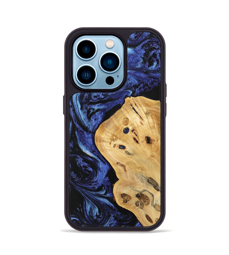 iPhone 14 Pro Wood Phone Case - Carlin (Blue, 741453)