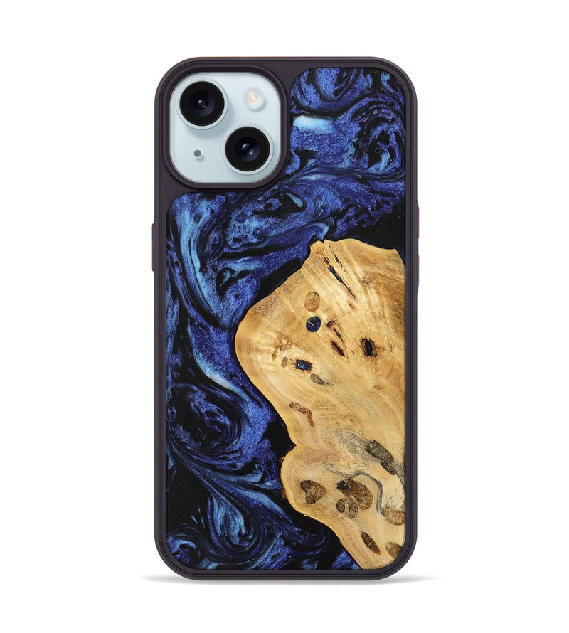 iPhone 15 Wood Phone Case - Carlin (Blue, 741453)