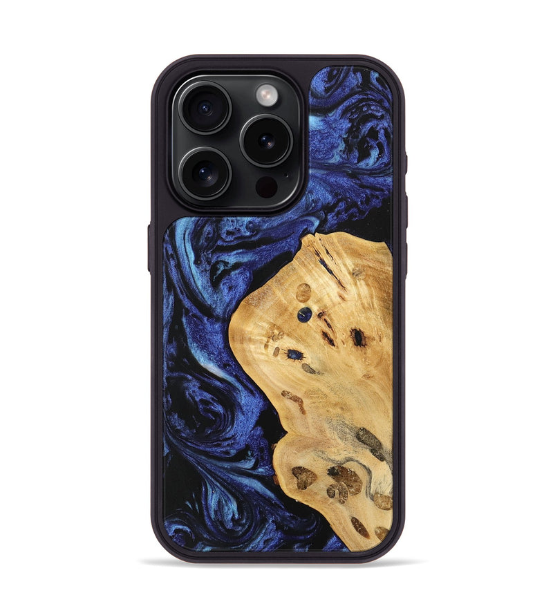 iPhone 15 Pro Wood Phone Case - Carlin (Blue, 741453)