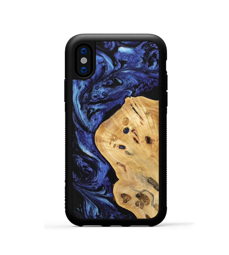 iPhone Xs Wood Phone Case - Carlin (Blue, 741453)