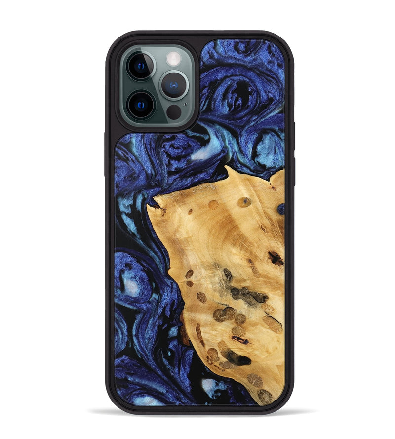 iPhone 12 Pro Max Wood Phone Case - Huyen (Blue, 741467)