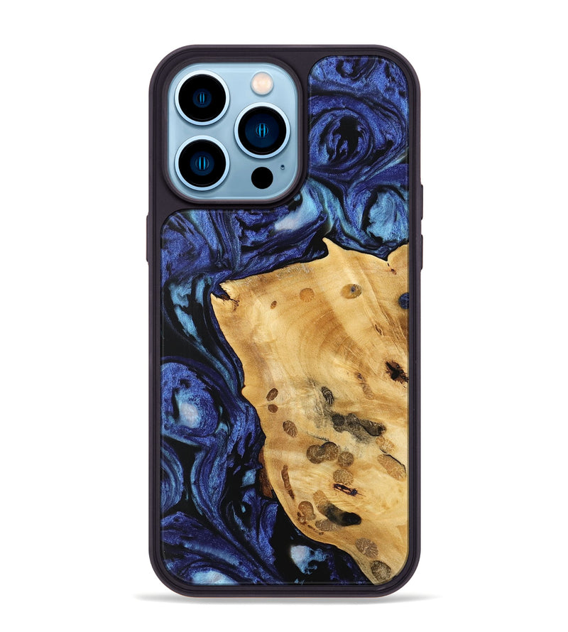 iPhone 14 Pro Max Wood Phone Case - Huyen (Blue, 741467)