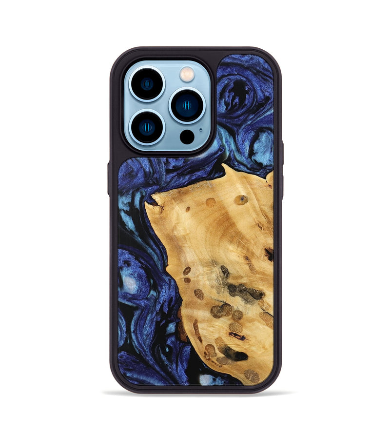 iPhone 14 Pro Wood Phone Case - Huyen (Blue, 741467)