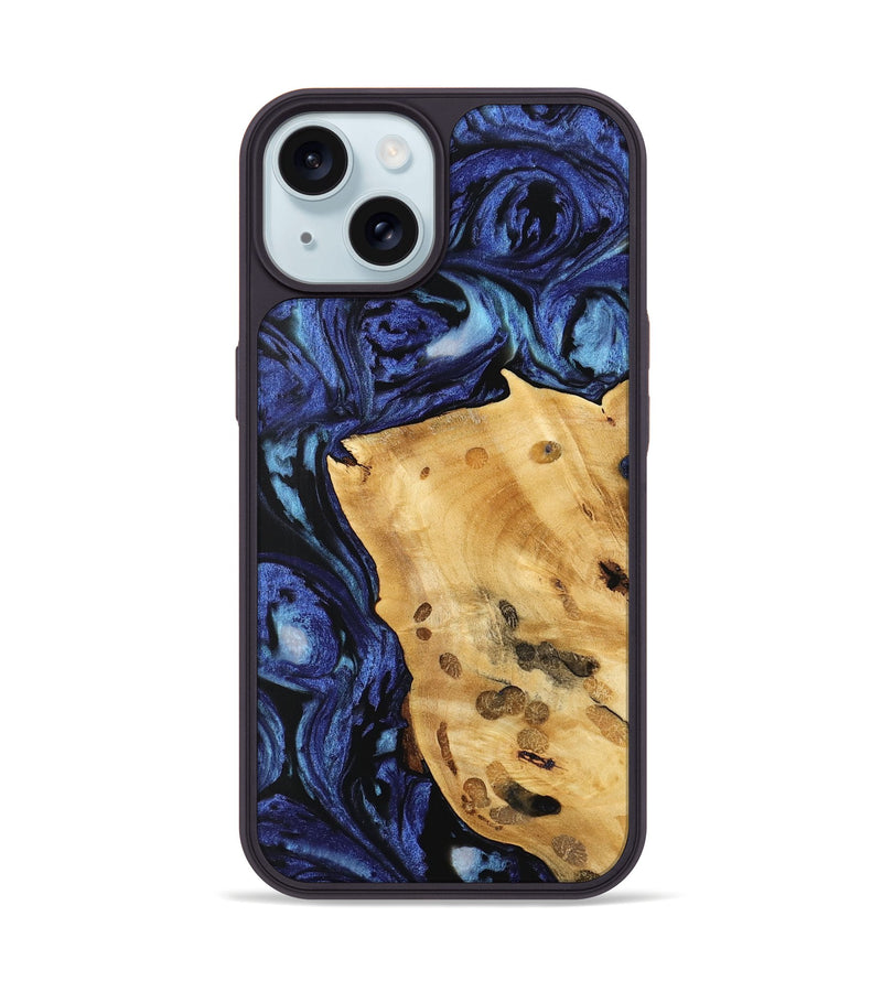 iPhone 15 Wood Phone Case - Huyen (Blue, 741467)