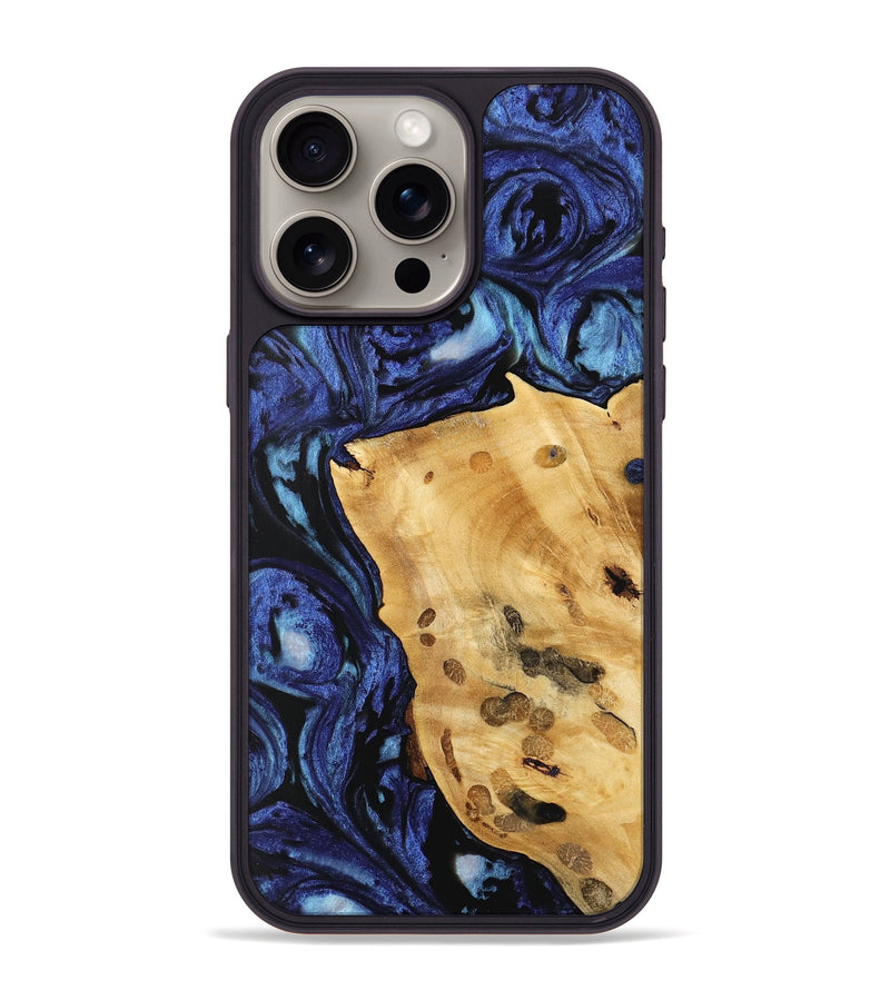 iPhone 15 Pro Max Wood Phone Case - Huyen (Blue, 741467)