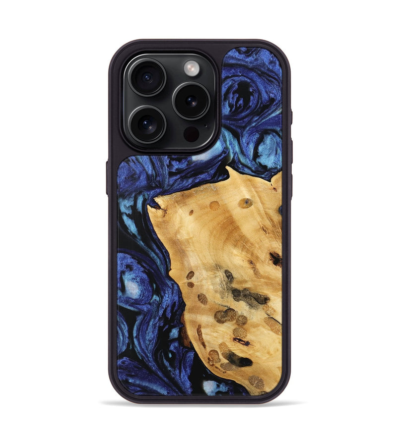 iPhone 15 Pro Wood Phone Case - Huyen (Blue, 741467)