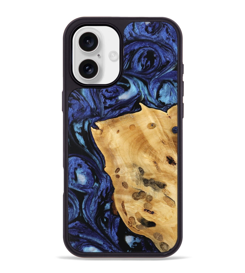 iPhone 16 Plus Wood Phone Case - Huyen (Blue, 741467)