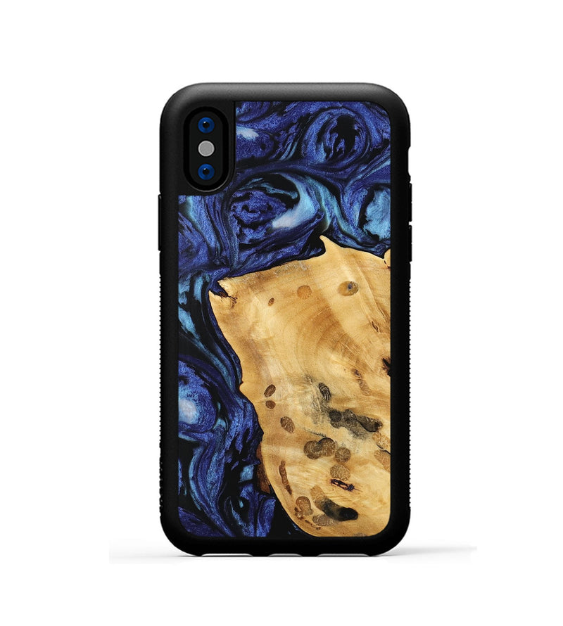 iPhone Xs Wood Phone Case - Huyen (Blue, 741467)