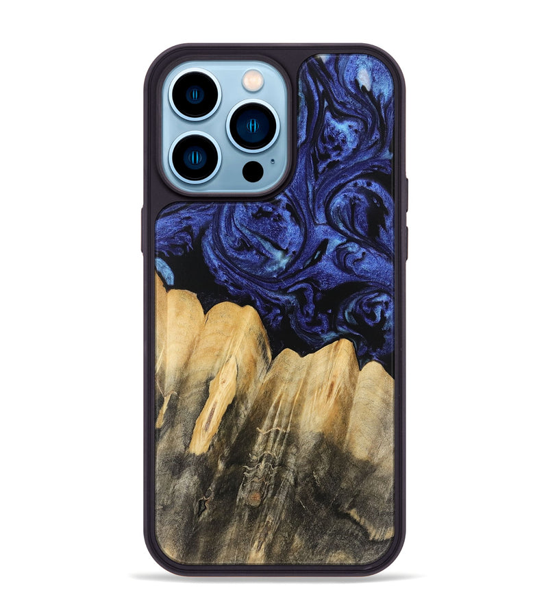 iPhone 14 Pro Max Wood Phone Case - Elenor (Blue, 741469)