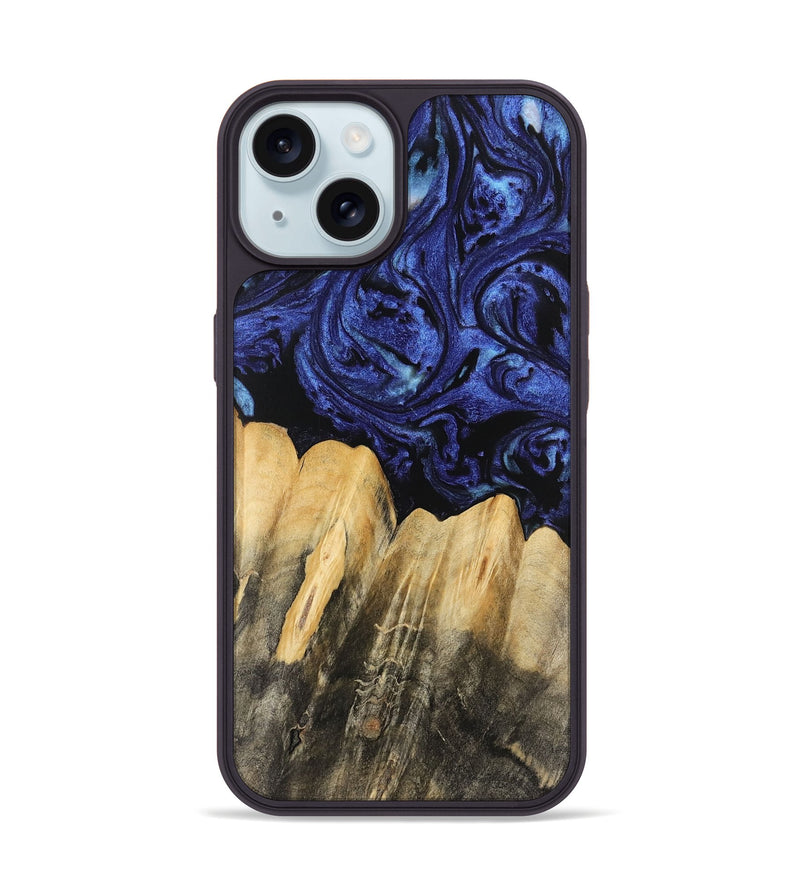 iPhone 15 Wood Phone Case - Elenor (Blue, 741469)